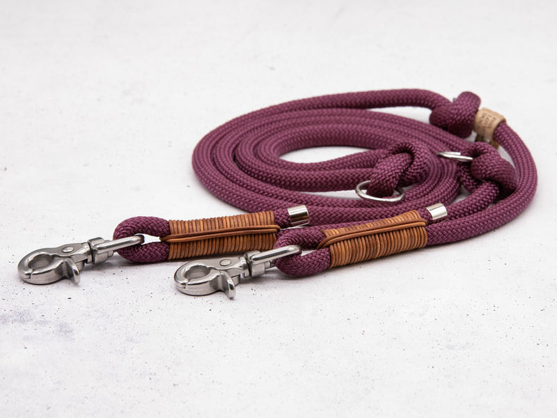 Tau-Hundeleine Aubergine Leather