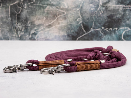 Tau-Hundeleine Aubergine Leather